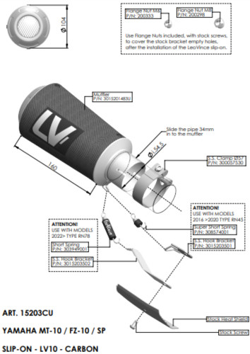 Leo Vince LV-10 Carbon Fiber Slip-On Exhaust Muffler (15203CU)