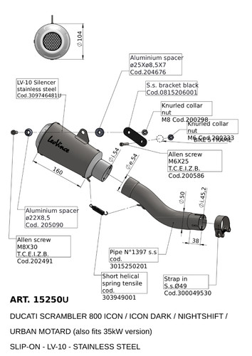 Leo Vince LV-10 Stainless Steel Slip-On Muffler (15250U)