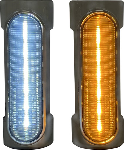 Custom Dynamics Chrome Dynamic Amber/White Engine Guard LEDs (CD-CB-AW-BCM-C)