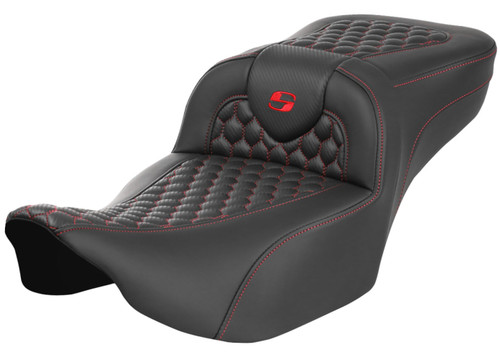 Saddlemen Extended Reach Roadsofa Seat - Red Honeycomb Stitch (823-07-19004)