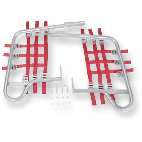 DG Silver Carbon Steel Nerf Bars w/Red Webbing (54-2115)
