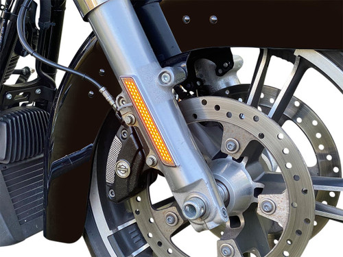 Custom Dynamics Black w/ Amber Lens LED Front Fork Lightz (CD-FORK-BCM-AB)