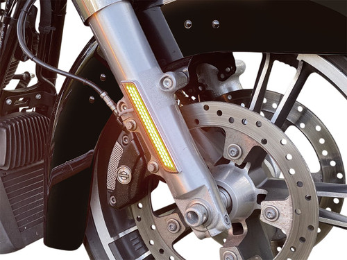 Custom Dynamics Black w/ Amber Lens LED Front Fork Lightz (CD-FORK-BCM-AB)