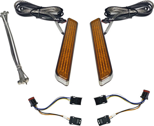 Custom Dynamics Chrome w/ Amber Lens LED Front Fork Lightz (CD-FORK-BCM-AC)