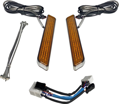 Custom Dynamics Chrome w/ Amber Lens LED Front Fork Lightz (CD-FORK-HD-AC)