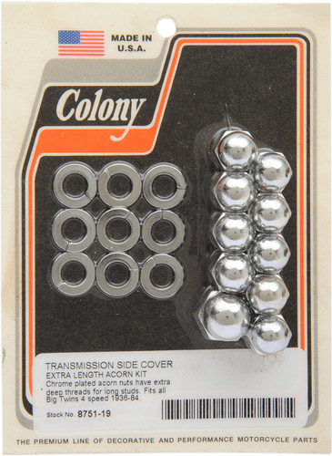 Colony Chrome Acorn Transmission Side Cover Hardware Kit (8751-19)