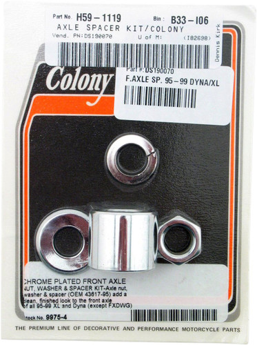 Colony Chrome Front Axle Spacer and Nut Kit (9975-4)