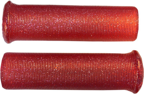 Emgo 7/8" Retro Red Star Fire Flake Grips (42-21124)