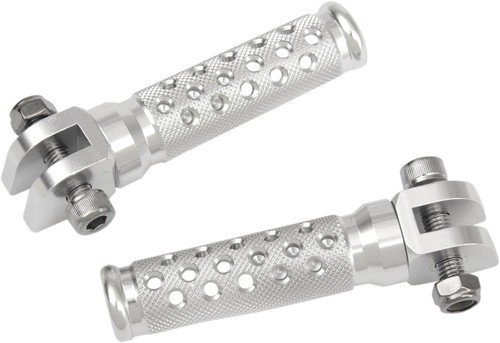 Emgo Slash-Cut Silver Footpegs (50-11241A)