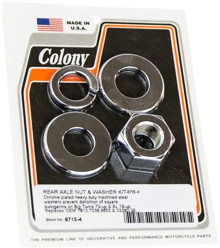 Colony Chrome Rear Axle Nut and Washer Kit (8715-4)