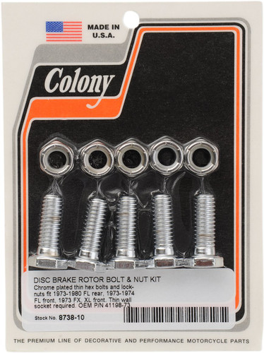 Colony Front/Rear Brake Rotor to Hub Bolt & Nut Kit (8738-10)