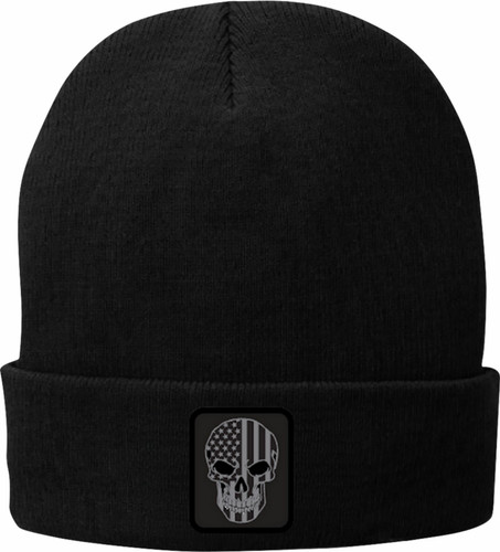 American Biker Mr Piston Flag Fleece-Lined Knit Beanie Hat