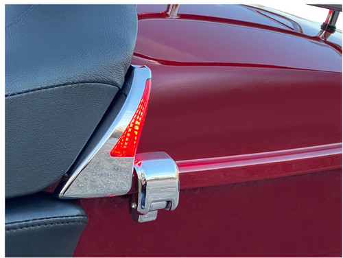 Custom Dynamics Chrome/Red Tour Pak Seat Back Rest LED Lights (CD-TPBR-14-RC)