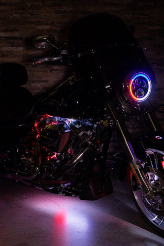 Custom Dynamics Black 7" ProGlow LED Headlamp with Adapter (PG-7-14-B)