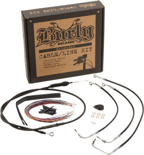 Burly Complete Black Vinyl Cables for 15" Ape Hanger Handlebars (B30-1237)