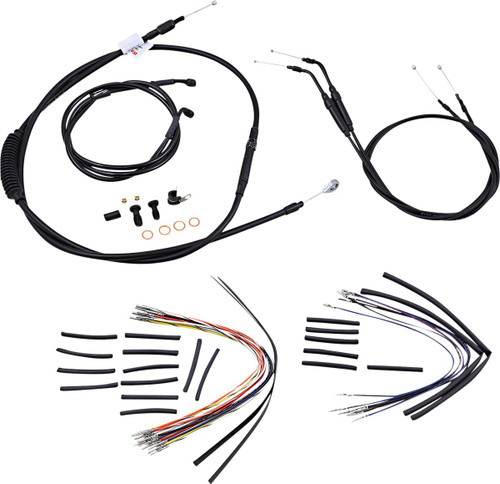 Burly Complete Black Vinyl Cables for 14" Ape Hanger Handlebars (B30-1043)