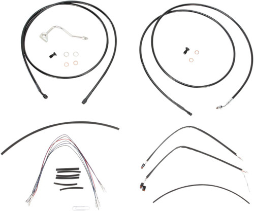 Burly Complete Black Vinyl Cables for 15" Ape Hanger Handlebars (B30-1116)