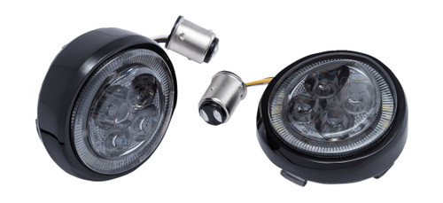 Ciro Smoke Lens Amber/White LED Fang Front Turn Signal Light Inserts (45620)