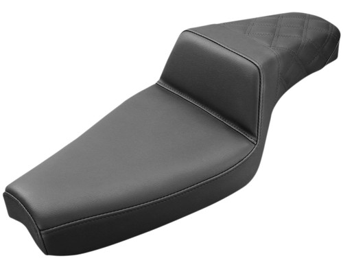 Saddlemen Step-Up Black Seat w/Smooth Front & Lattice Stitch Rear (807-03-173)