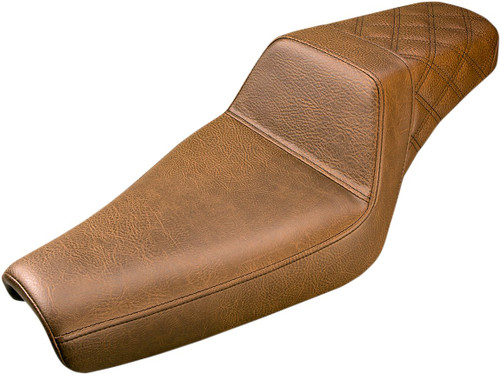 Saddlemen Step-Up Lattice Stitch Brown Motorcycle Seat (818-30-175BR)