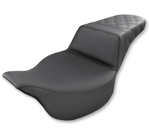 Saddlemen Step-Up Black Seat w/Smooth Front & Lattice Stitch Rear (808-07B-173)