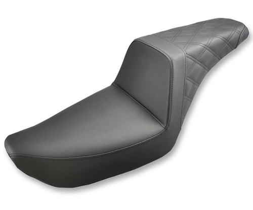 Saddlemen Step-Up Black Seat w/Smooth Front & Lattice Stitch Rear (804-04-173)