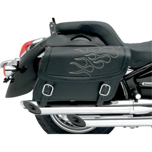 Saddlemen Highwayman Tattoo Slant Jumbo Saddlebags w/Silver Flame (X021-05-0423)