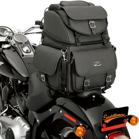 Saddlemen BR3400EX/S Combination Backrest/Black Sissy Bar Bag (EX000440)