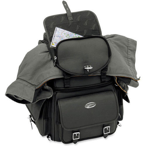 Saddlemen BR3400EX/S Combination Backrest/Black Sissy Bar Bag (EX000440)