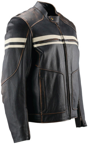 Kuryakyn Hoodlum Mens Vintage Leather Motorcycle Jacket