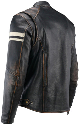 Kuryakyn Hoodlum Mens Vintage Leather Motorcycle Jacket