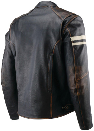 Kuryakyn Hoodlum Mens Vintage Leather Motorcycle Jacket