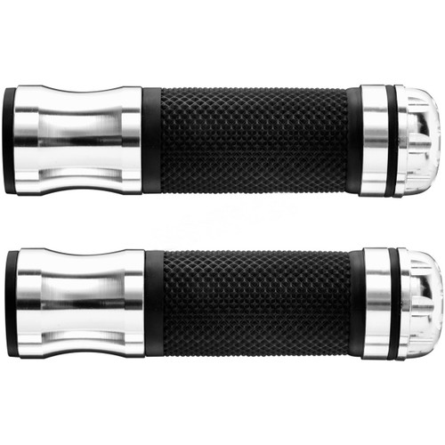 BikeMaster Revolver Bar End Grips Silver 7/8" Bar (101865)