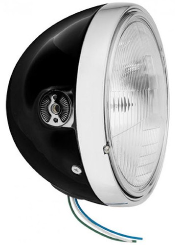 BikeMaster 7” Side Mount Headlight Gloss Black (152455)