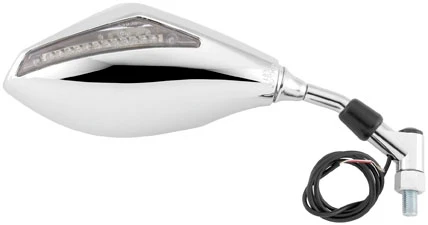BikeMaster Chrome Mirror Set w/Integrated LED Turn Signals (600298)