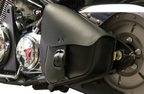 Wille & Max Black Leather Swingarm Bag w/Matte Black Buckle (59893-00)
