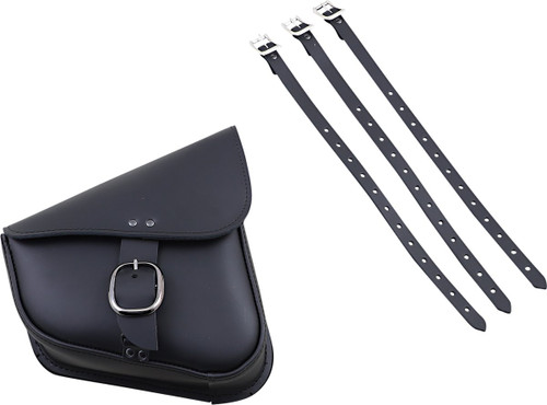 Wille & Max Black Leather Swingarm Bag w/Black Chrome Buckle (59904-08)