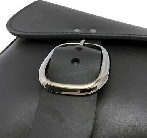 Wille & Max Black Leather Swingarm Bag w/Black Chrome Buckle (59823-08)