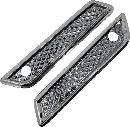 Covingtons Diamondback Chrome Saddlebag Hinge Covers (C3010-C)