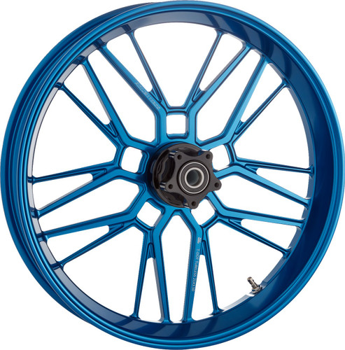 Arlen Ness 21" x 5.5" Split-Spoke Forged Blue Front Wheel (330-017)