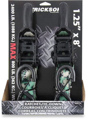 Erickson 1.25" x 8' - 2400 lb. Digital Camo Ratcheting Tie-Downs (05714)