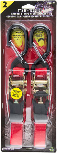 Erickson 1" x 6' - 1200 lb. Heavy Duty Ratchet Straps with Safety Hooks (05710)