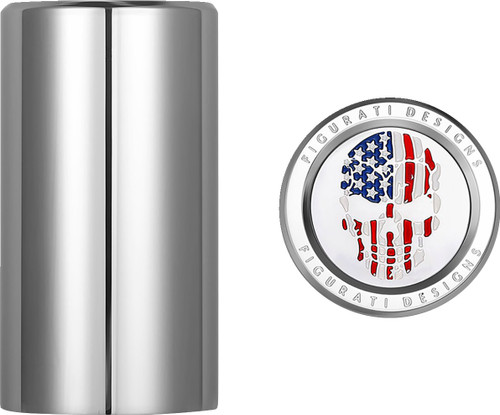 Figurati American Flag Skull Medium Polished Docking Cover (FD24-DC-2545-SS)