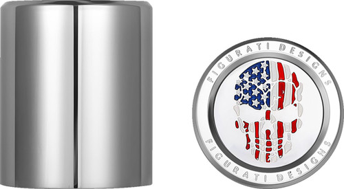 Figurati American Flag Skull Short Fat Polished Docking Cover (FD24-DC-2730-SS)