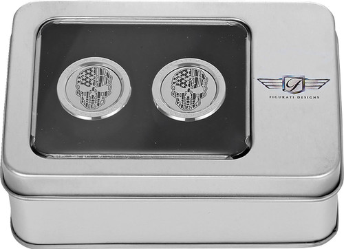 Figurati Docking Point Covers | USA Flag Skull | Short Silver (FD27-DC-2530-SS)
