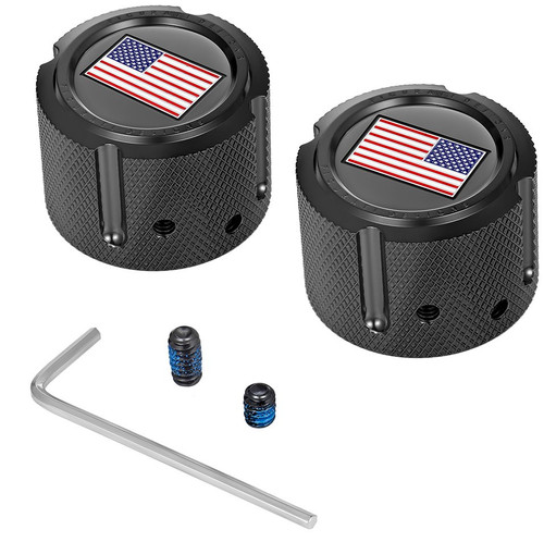 Figurati Front Axle Nut Covers | Black | American Flag (FD21R-FAC-BLK)