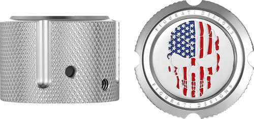 Figurati American Flag Skull Front Polished Axle Nut Cover (FD24-FAC-SS)