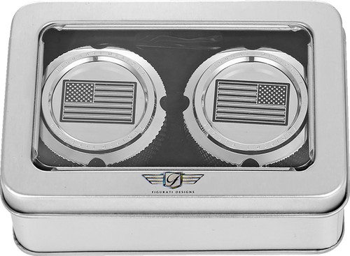 Figurati Contrast American Flag Front Polished Axle Nut Cover (FD26R-FAC-SS)