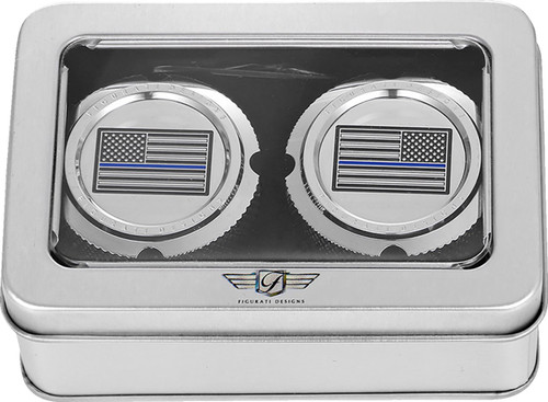 Figurati Thin Blue Line Flag Front Polished Axle Nut Cover (FD70-FAC-SS)