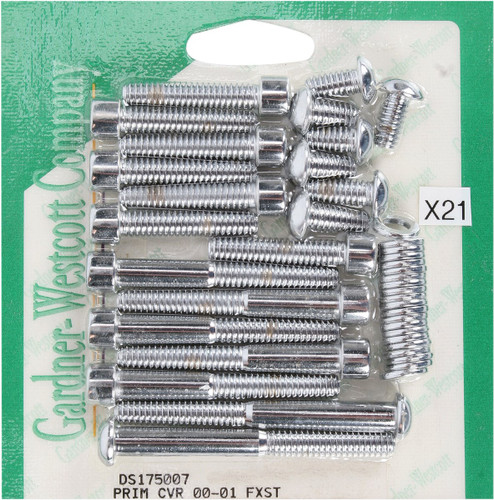 Gardner-Westcott Chrome Primary Cover Bolt Kit (P-10-18-08)